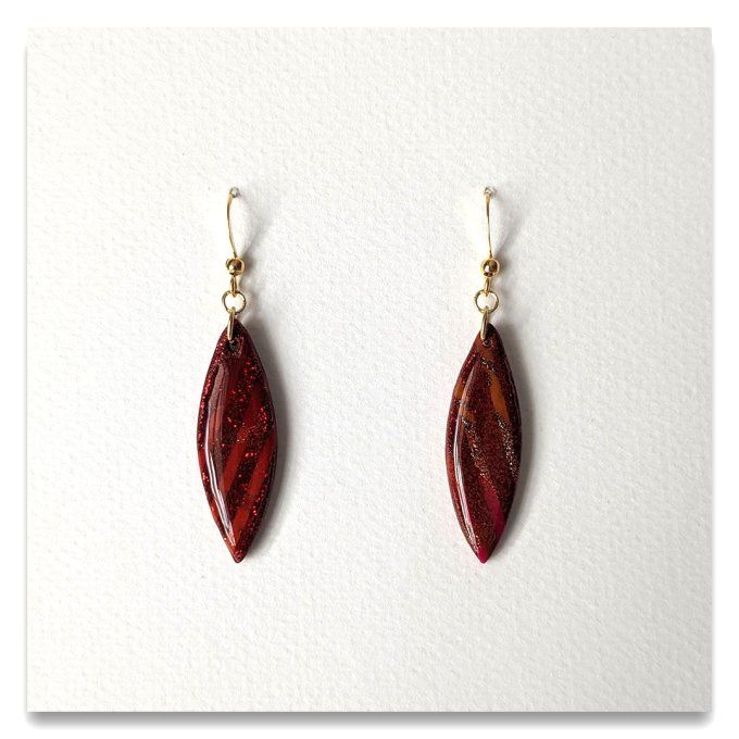 Boucles Navette2 Rouge & Or