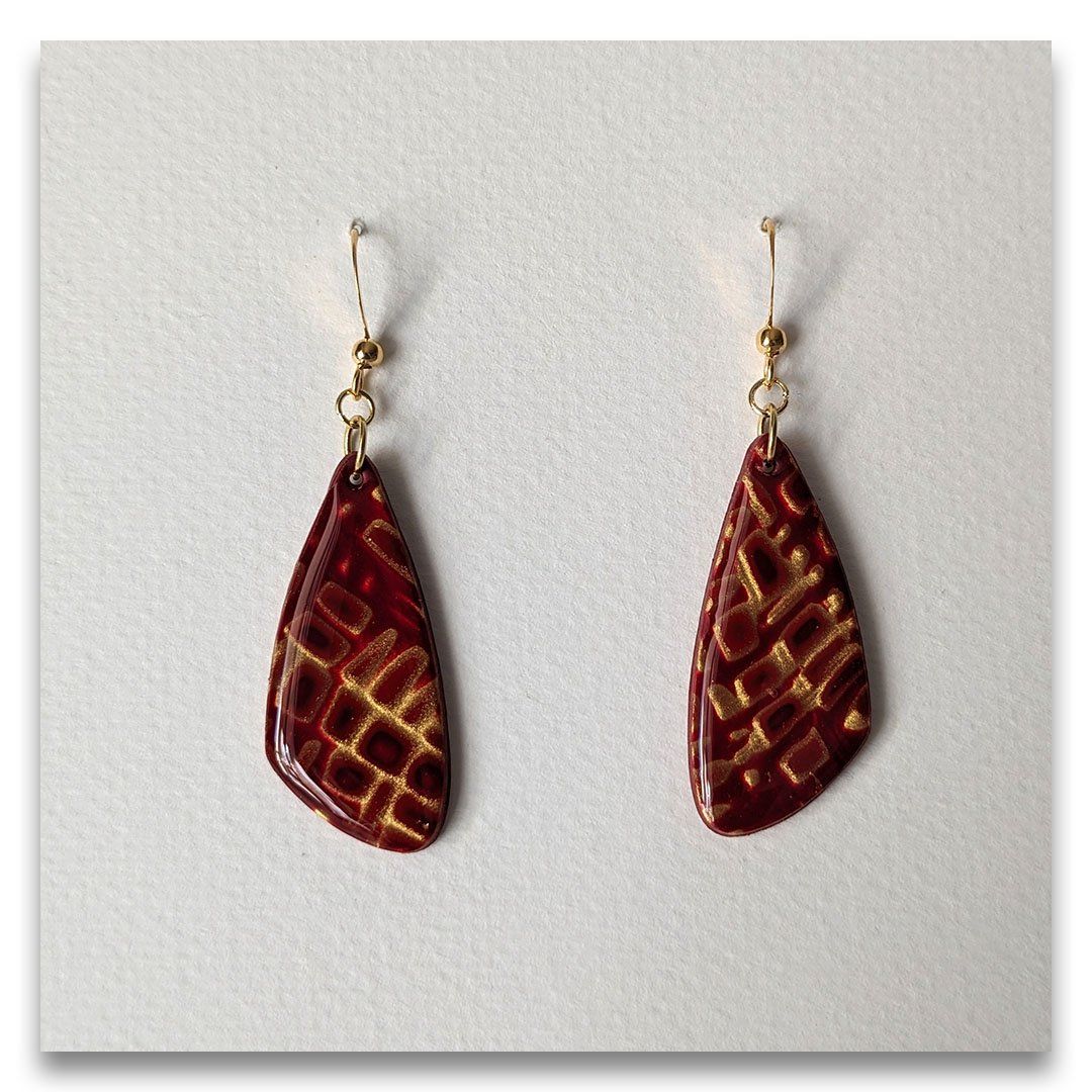 Boucles Polygone Rouge & Or