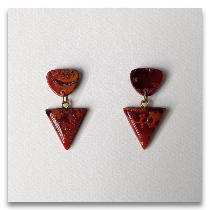 Boucles Triangles Rouge & Or