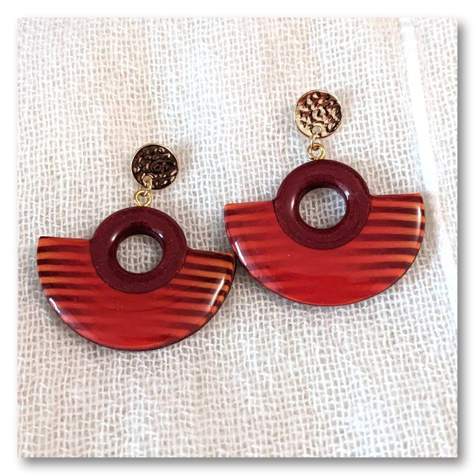 Boucles Eventail Rouge & Or