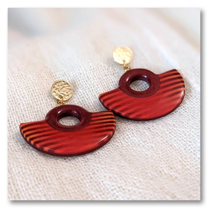 Boucles Eventail Rouge & Or